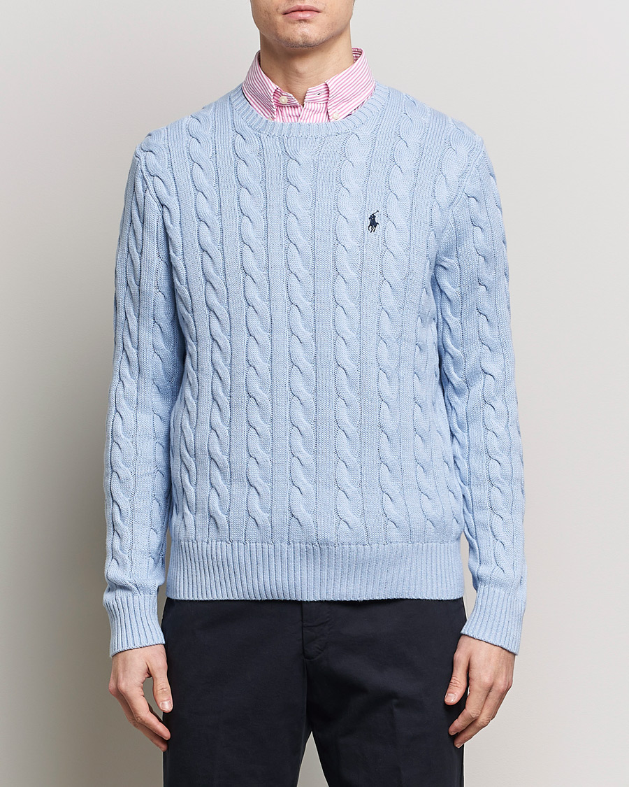 Heren | Ronde hals truien | Polo Ralph Lauren | Cotton Cable Pullover Blue Hyacinth