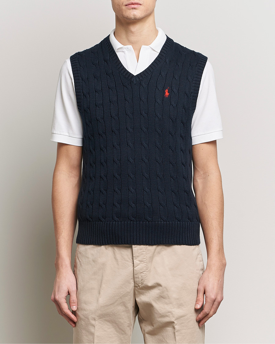 Men | Pullovers | Polo Ralph Lauren | Cotton Cable Vest Hunter Navy
