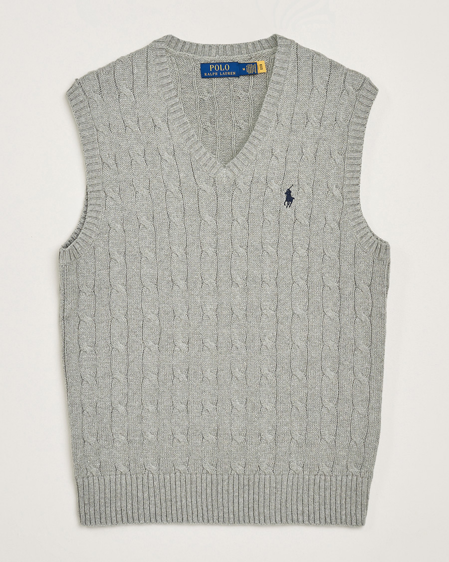 Heren | Truien | Polo Ralph Lauren | Cotton Cable Vest Fawn Grey Heather