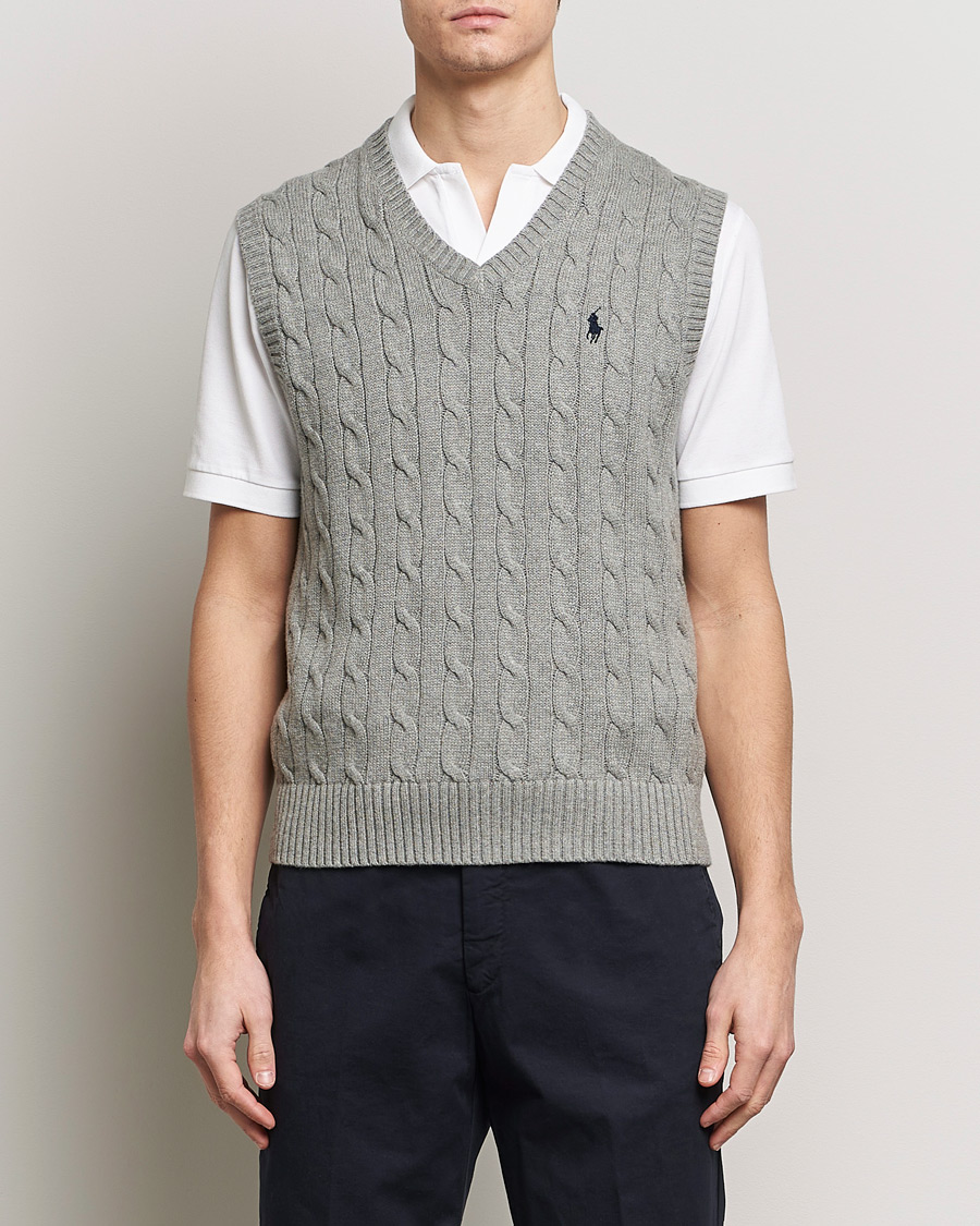 Heren | Sale | Polo Ralph Lauren | Cotton Cable Vest Fawn Grey Heather