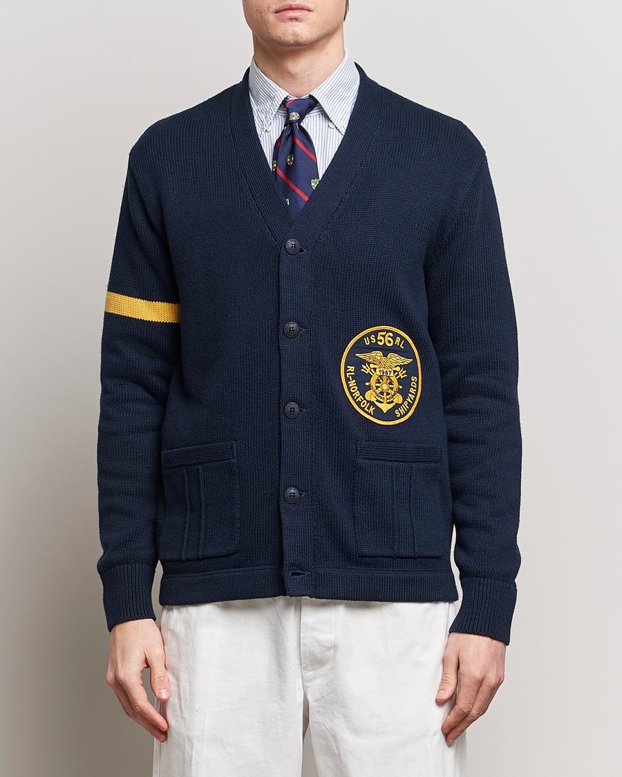 Heren | Sale | Polo Ralph Lauren | Cotton Varsity Cardigan Aviator Navy