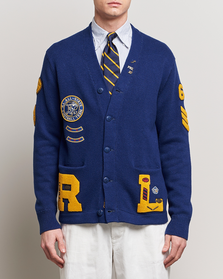 Heren | Cardigans | Polo Ralph Lauren | Cotton Varsity Patch Cardigan Royal Combo