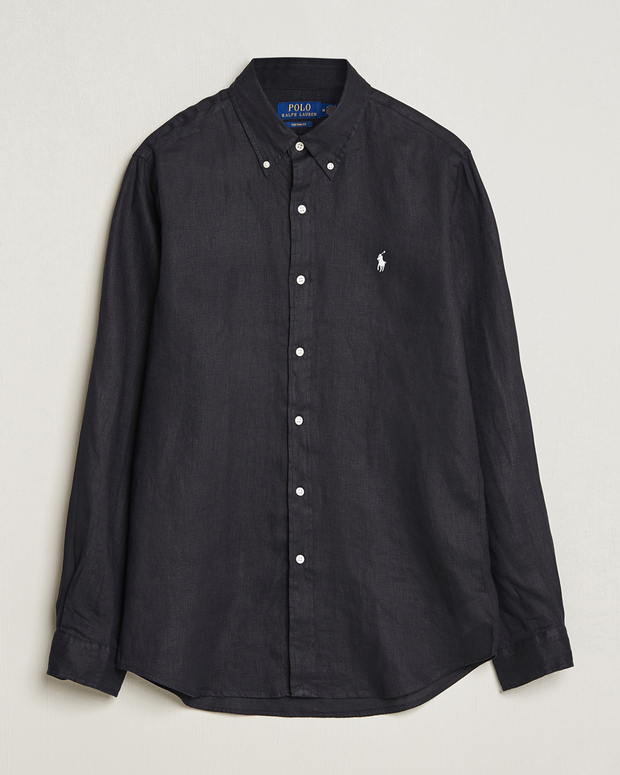 Heren | Overhemden | Polo Ralph Lauren | Custom Fit Linen Button Down Polo Black
