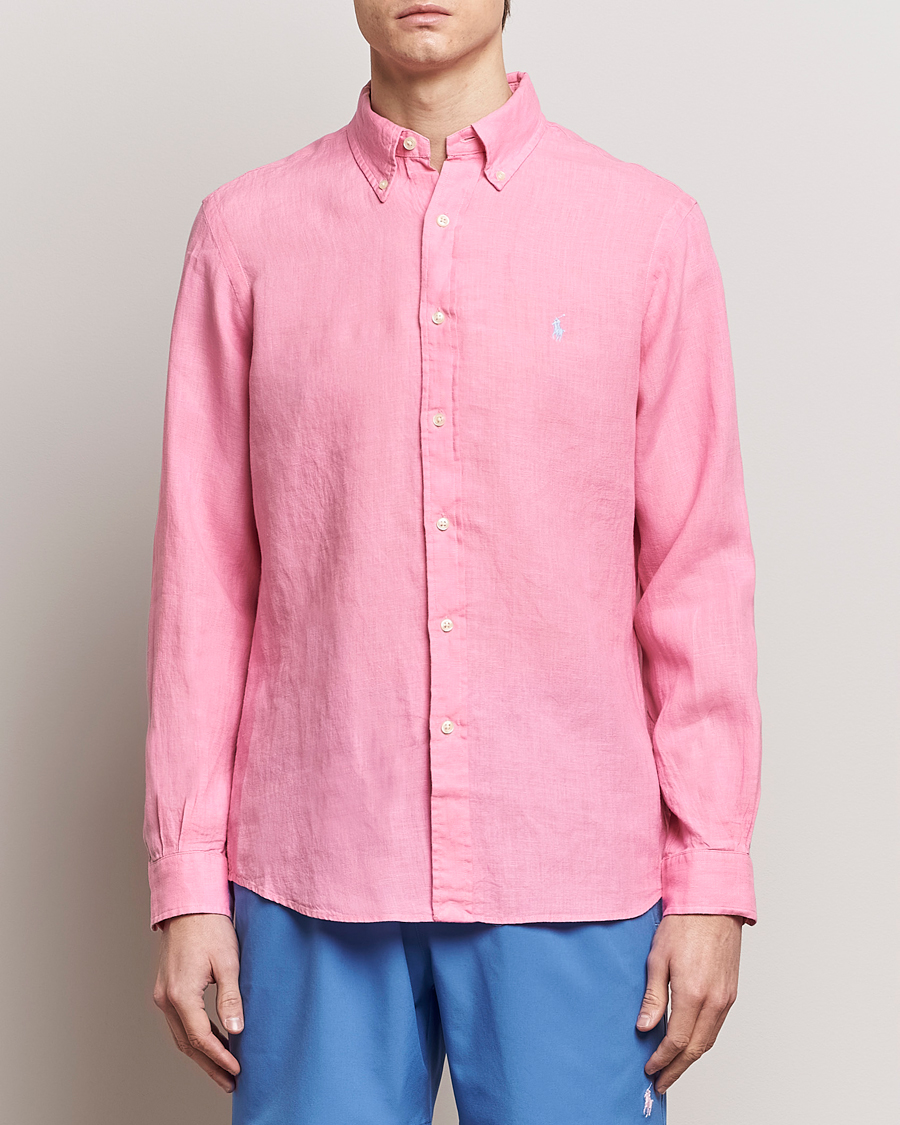 Heren |  | Polo Ralph Lauren | Custom Fit Linen Button Down Florida Pink