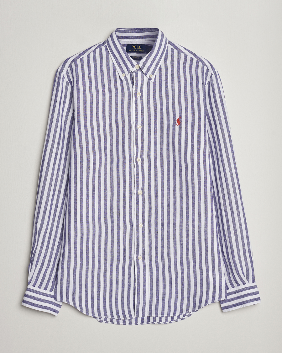 Heren | Overhemden | Polo Ralph Lauren | Custom Fit Striped Linen Shirt Blue/White