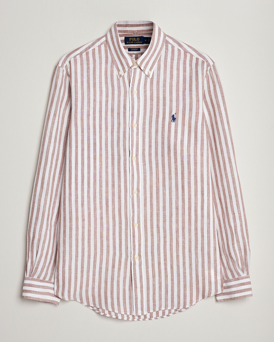 Heren | Overhemden | Polo Ralph Lauren | Custom Fit Striped Linen Shirt Khaki/White