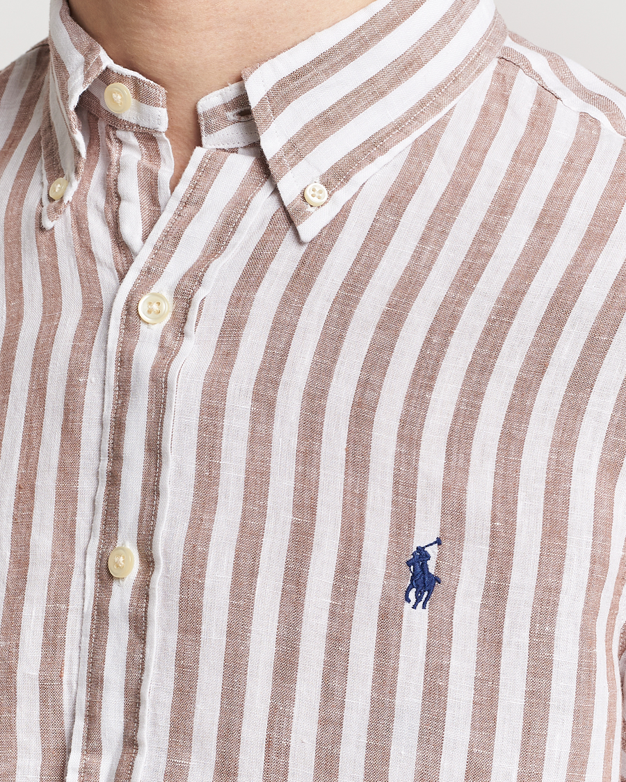 Heren | Overhemden | Polo Ralph Lauren | Custom Fit Striped Linen Shirt Khaki/White