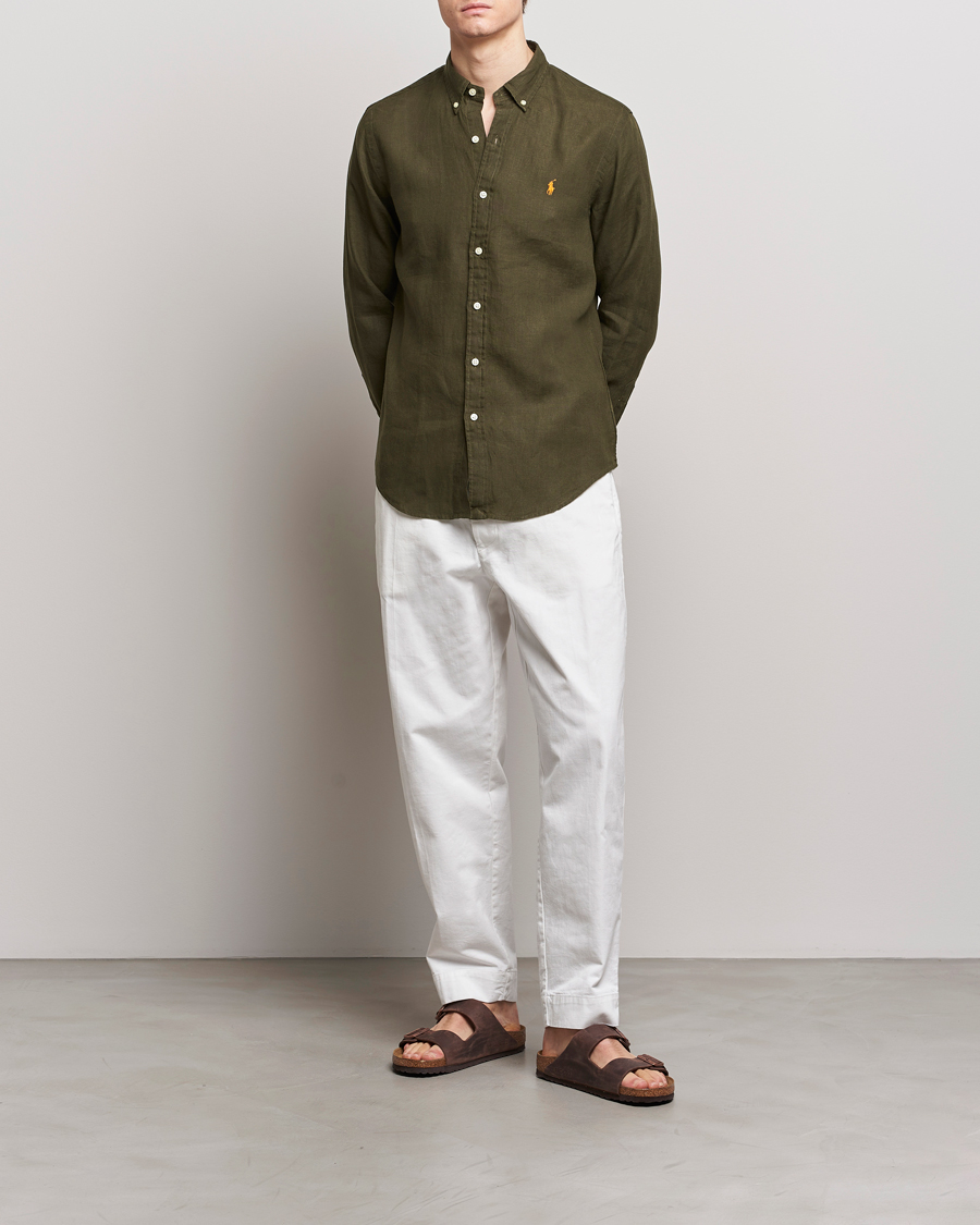 Heren | Overhemden | Polo Ralph Lauren | Slim Fit Linen Button Down Shirt Armadillo