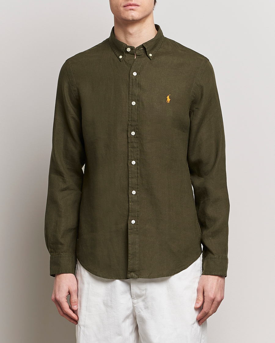 Heren | Linnen overhemden | Polo Ralph Lauren | Slim Fit Linen Button Down Shirt Armadillo