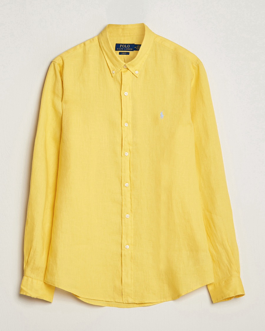 Heren | Overhemden | Polo Ralph Lauren | Slim Fit Linen Button Down Shirt Sunfish Yellow
