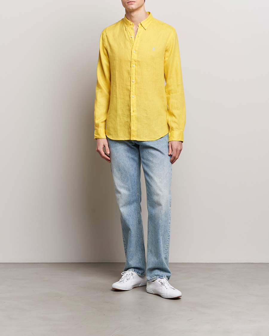 Heren | Overhemden | Polo Ralph Lauren | Slim Fit Linen Button Down Shirt Sunfish Yellow