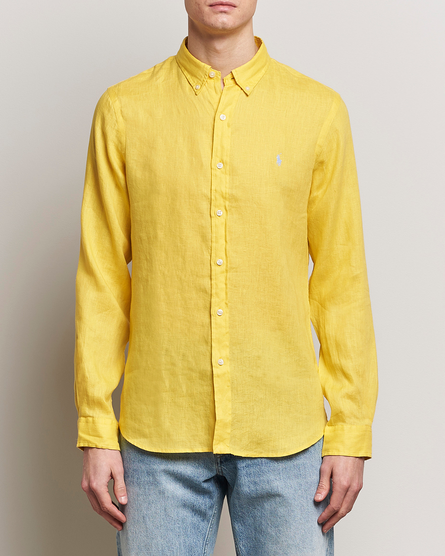 Heren | De linnenkast | Polo Ralph Lauren | Slim Fit Linen Button Down Shirt Sunfish Yellow