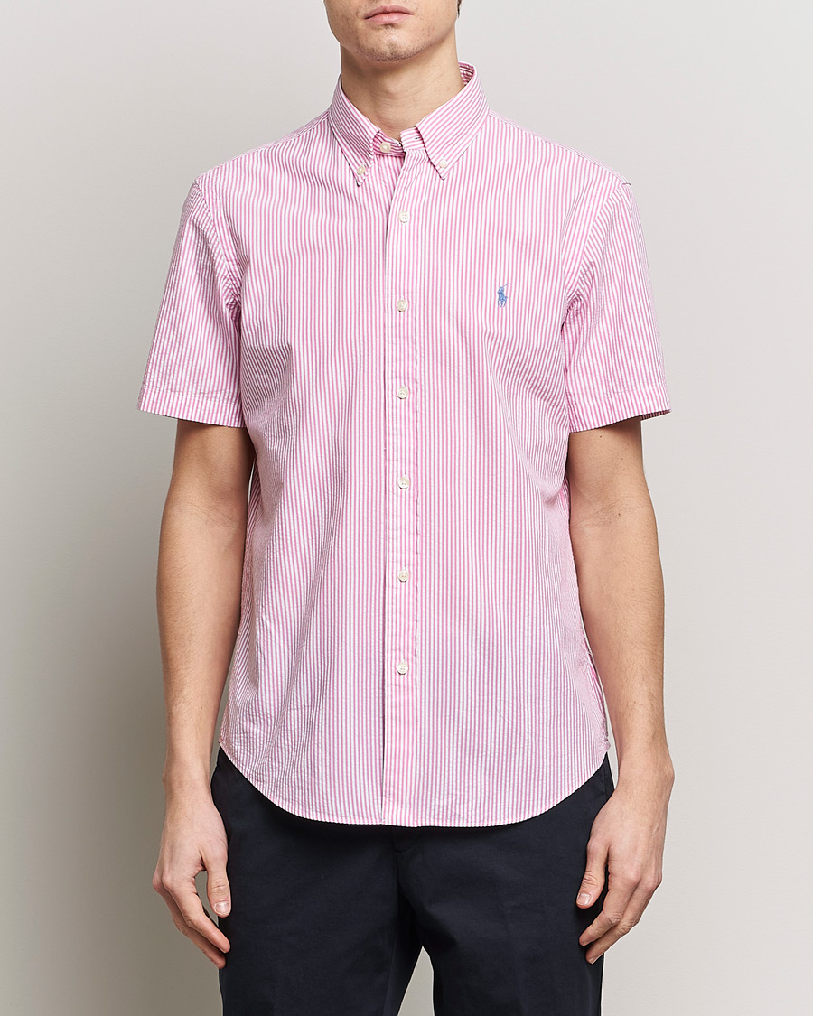 Heren | Overhemden | Polo Ralph Lauren | Seersucker Short Sleeve Striped Shirt Rose/White