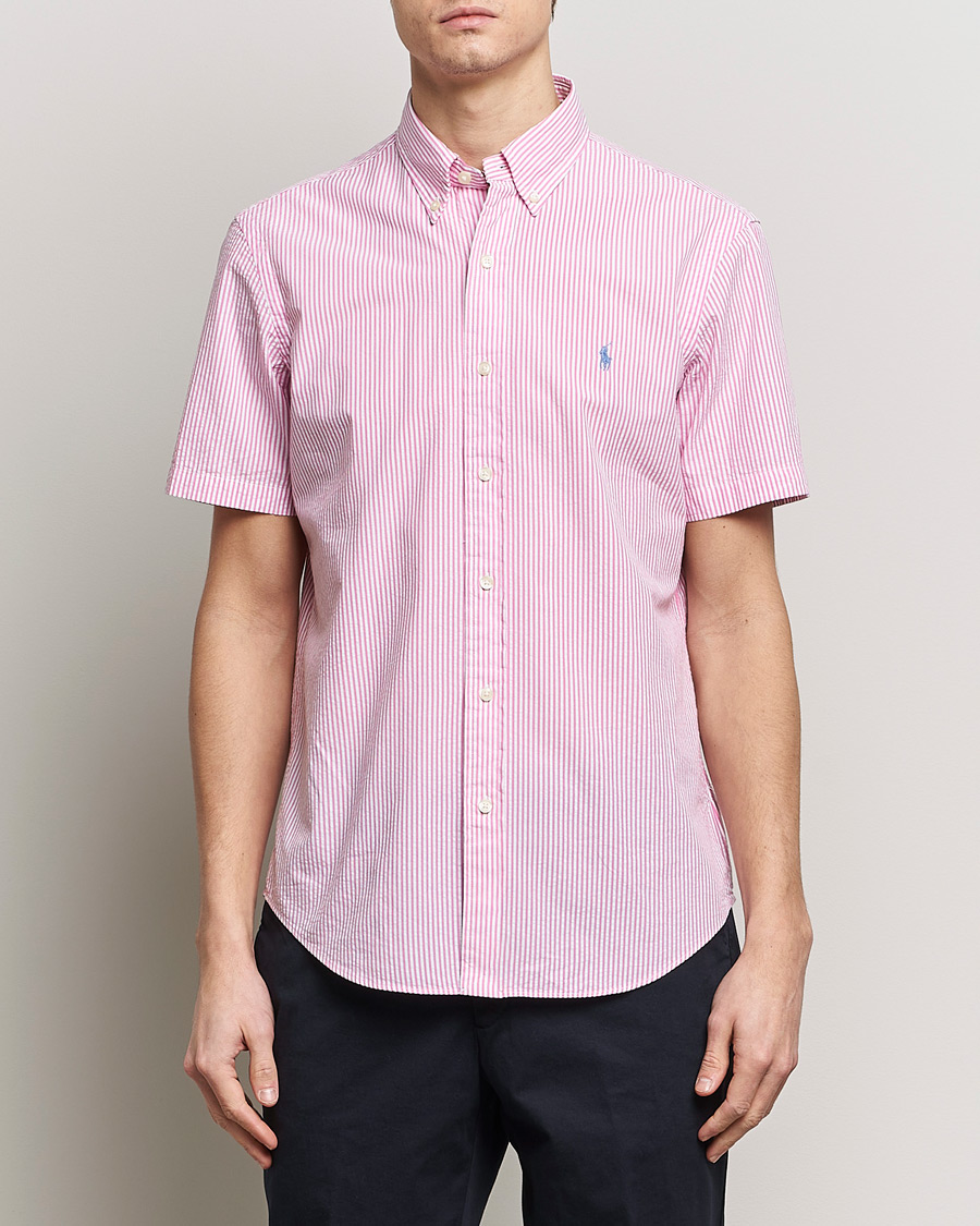 Heren | Casual | Polo Ralph Lauren | Seersucker Short Sleeve Striped Shirt Rose/White