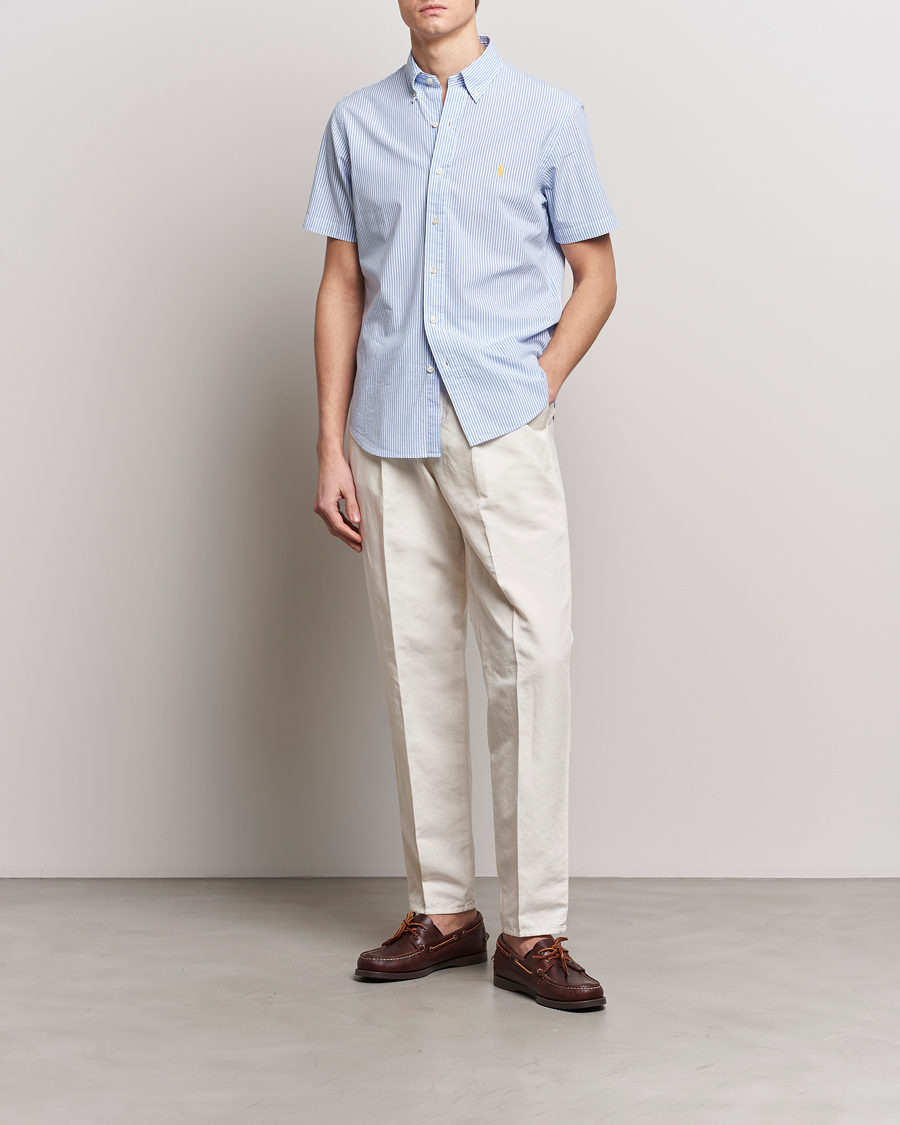 Heren | Overhemden | Polo Ralph Lauren | Seersucker Short Sleeve Striped Shirt Blue/White