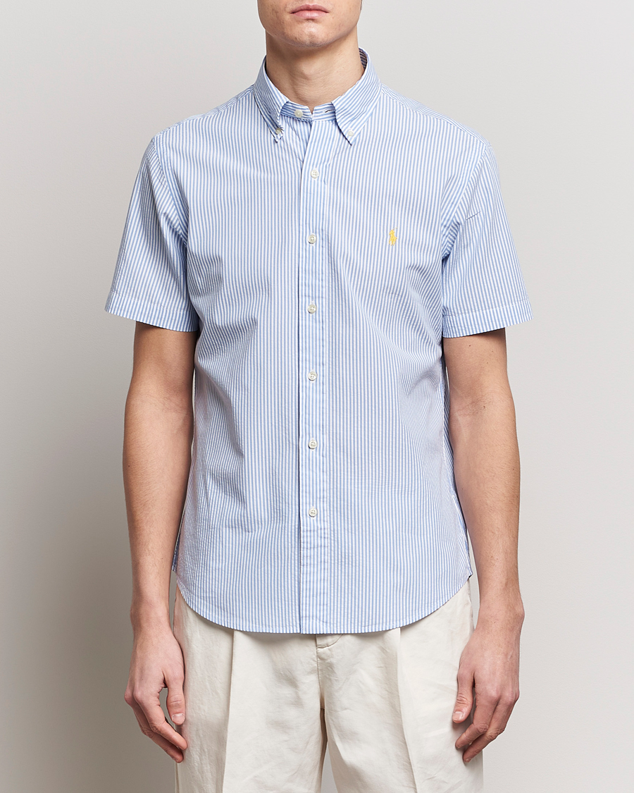 Heren | Casual | Polo Ralph Lauren | Seersucker Short Sleeve Striped Shirt Blue/White