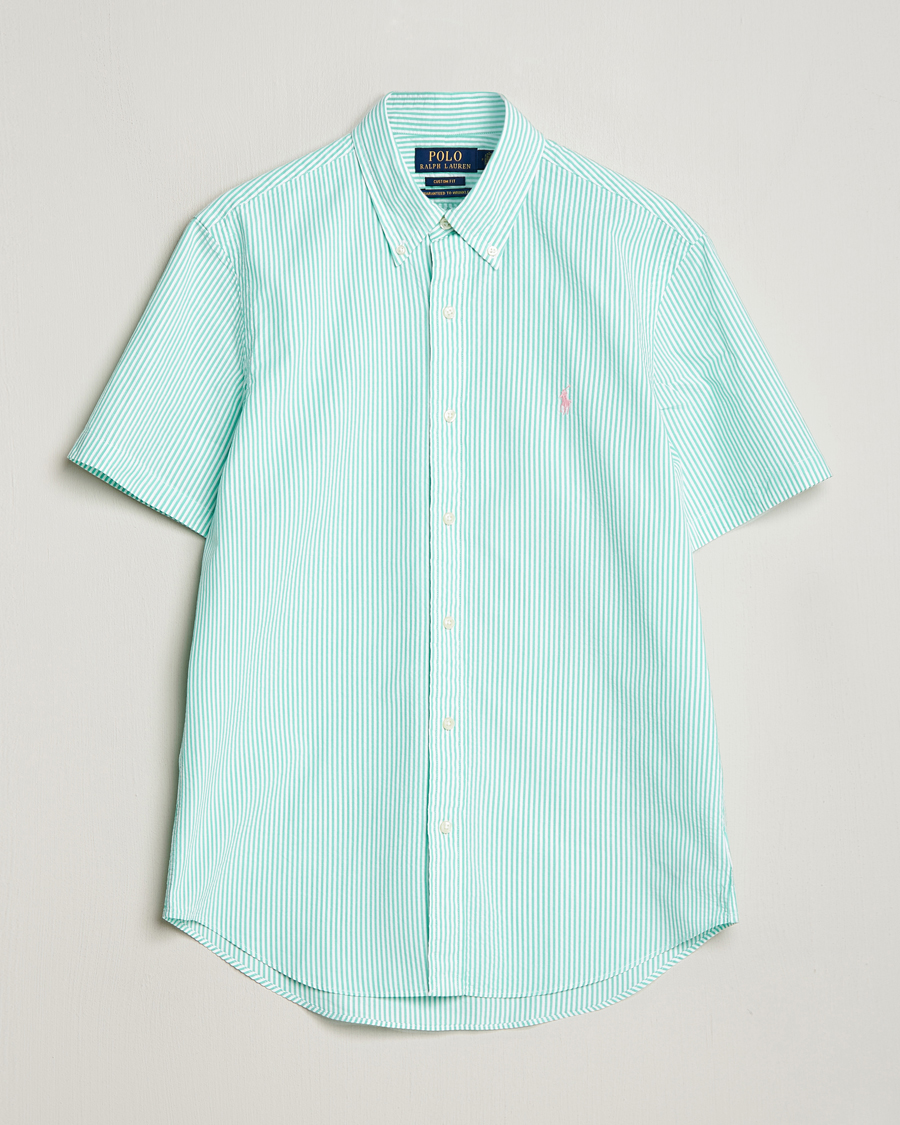 Heren | Overhemden | Polo Ralph Lauren | Seersucker Short Sleeve Striped Shirt Green/White