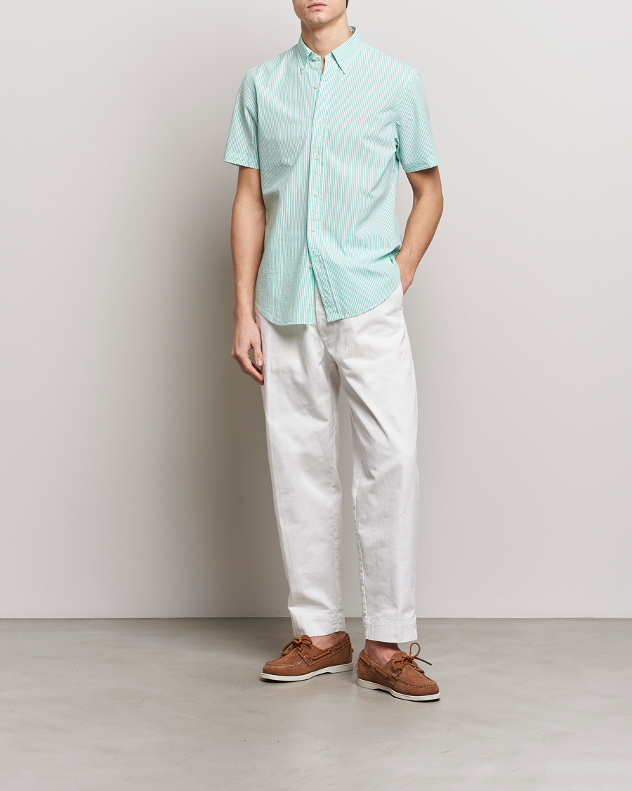 Heren | Overhemden | Polo Ralph Lauren | Seersucker Short Sleeve Striped Shirt Green/White