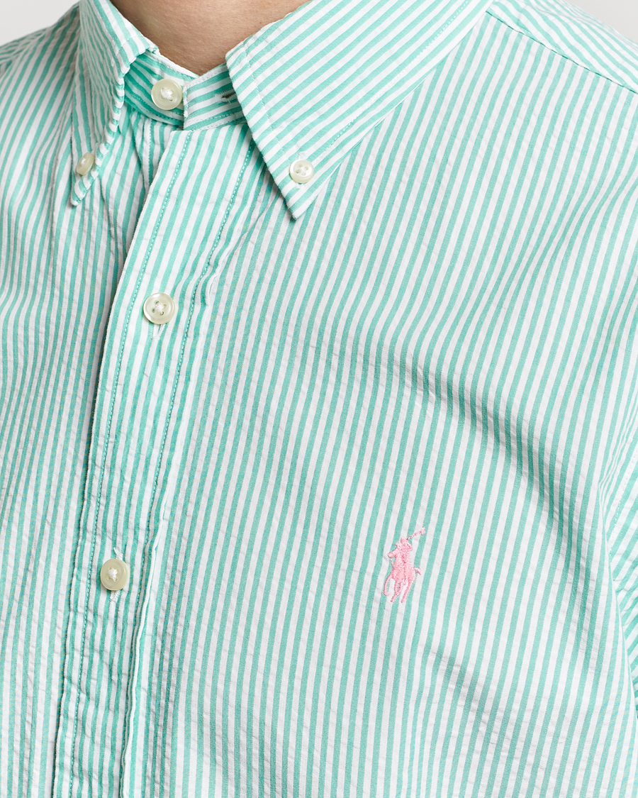 Heren | Overhemden | Polo Ralph Lauren | Seersucker Short Sleeve Striped Shirt Green/White
