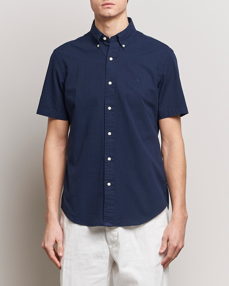 Heren | Overhemden met korte mouwen | Polo Ralph Lauren | Seersucker Short Sleeve Shirt Astoria Navy