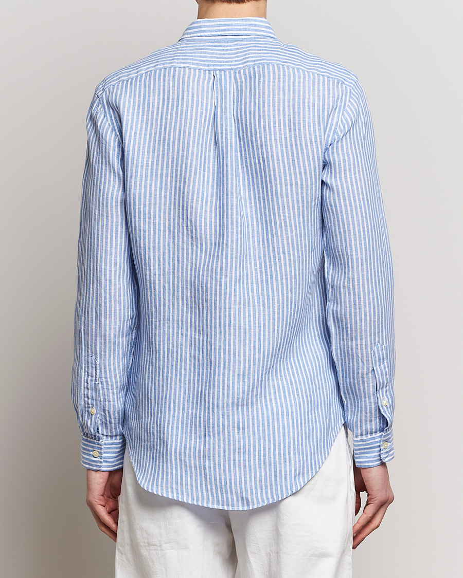 Heren | Overhemden | Polo Ralph Lauren | Slim Fit Striped Button Down Linen Shirt Blue/White