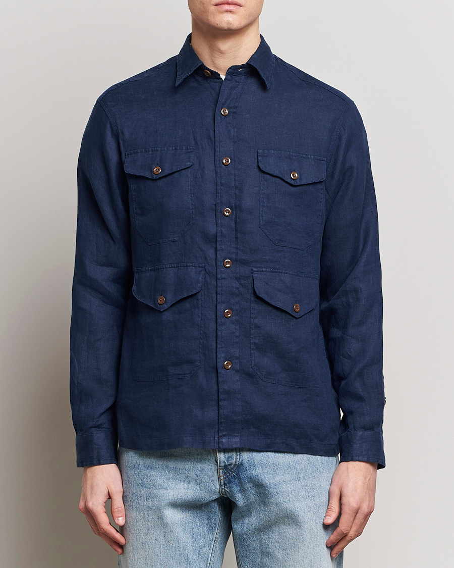 Heren | Shirt jassen | Polo Ralph Lauren | Linen Overshirt Newport Navy