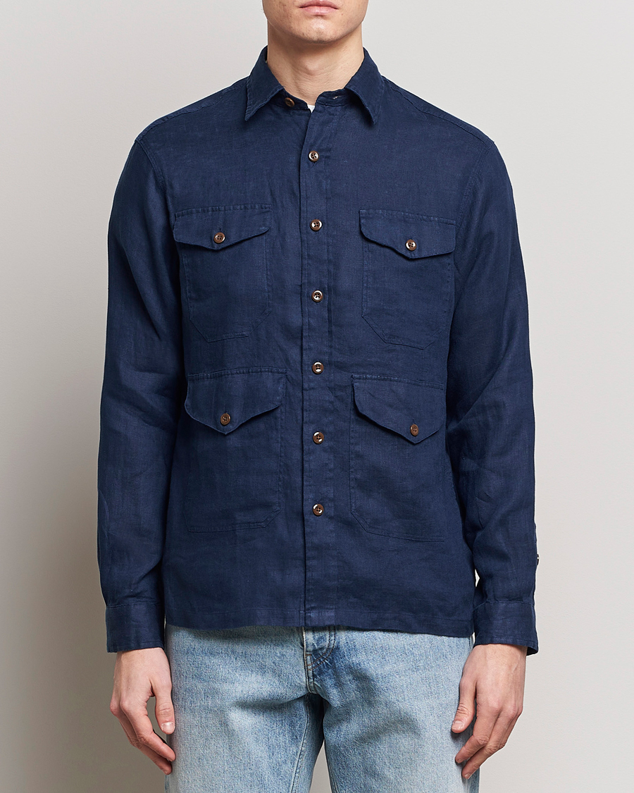 Heren | Only Polo | Polo Ralph Lauren | Linen Overshirt Newport Navy