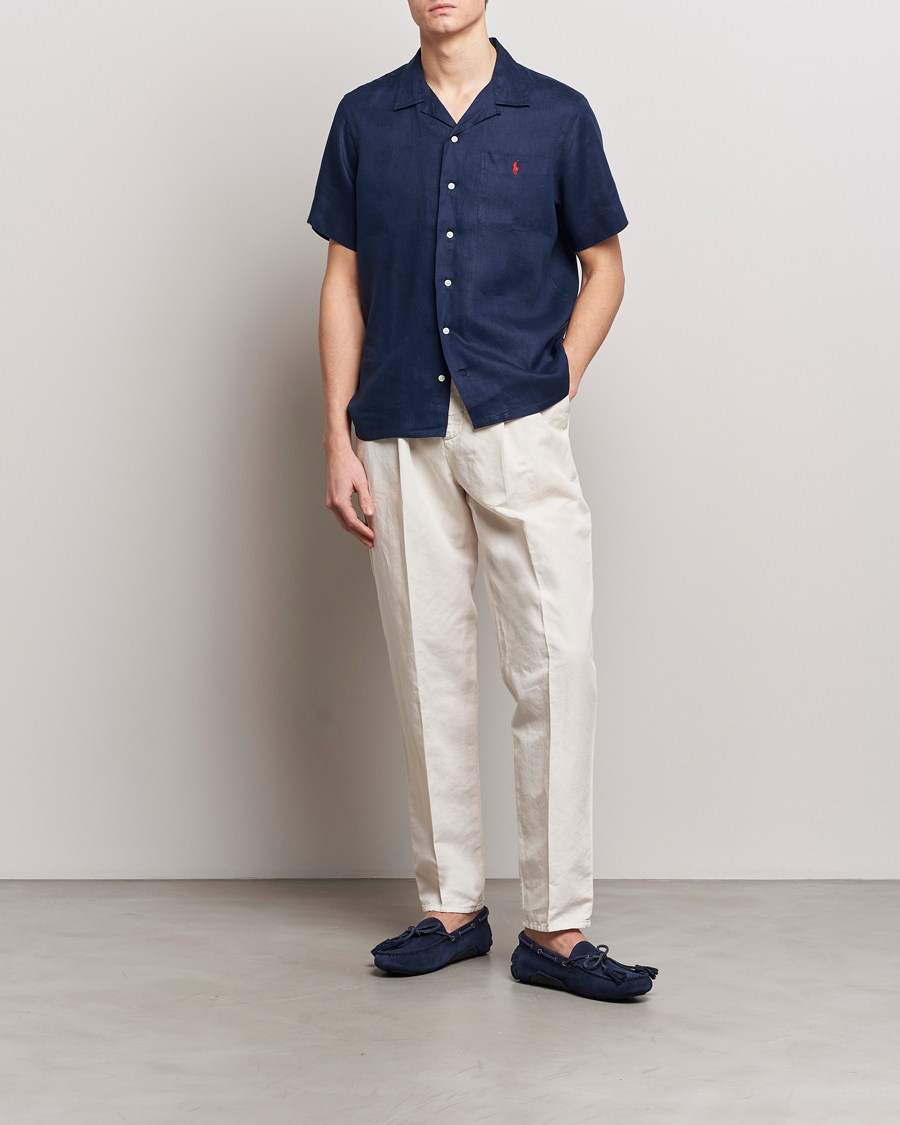 Heren | Overhemden | Polo Ralph Lauren | Linen Pocket Short Sleeve Shirt Newport Navy