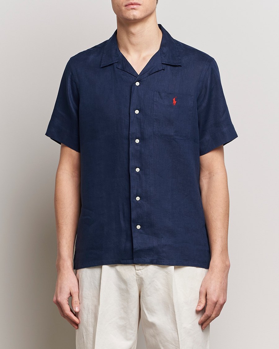 Heren | Overhemden met korte mouwen | Polo Ralph Lauren | Linen Pocket Short Sleeve Shirt Newport Navy
