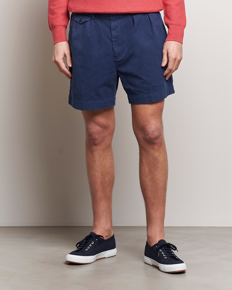 Heren | Only Polo | Polo Ralph Lauren | Pleated Featherweight Twill Shorts Newport Navy