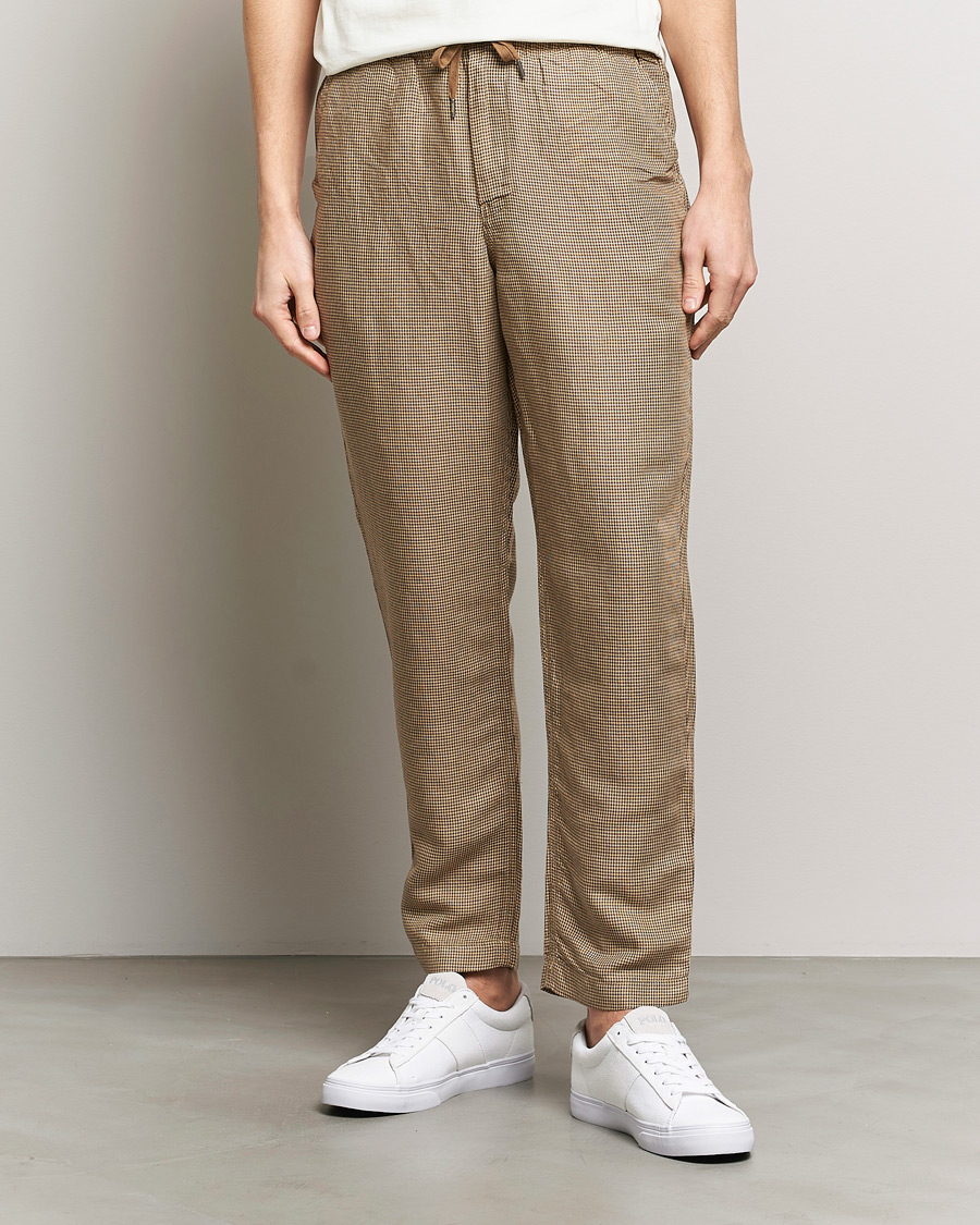 Heren |  | Polo Ralph Lauren | Prepster V2 Linen Trousers Brown Dogstooth