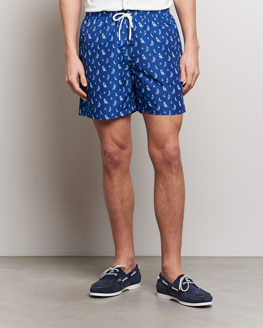 Heren | Zwembroek Met Trekkoord | Polo Ralph Lauren | Recycled Traveler Printed Swimshorts Blue Sail