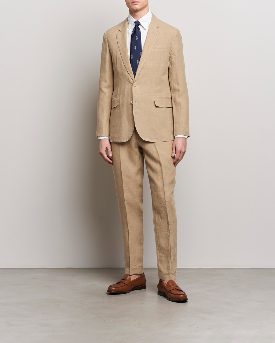 Heren | Broeken | Polo Ralph Lauren | Linen Pleated Trousers Coastal Beige