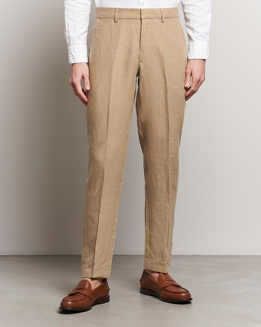 Heren | Broeken | Polo Ralph Lauren | Linen Pleated Trousers Coastal Beige