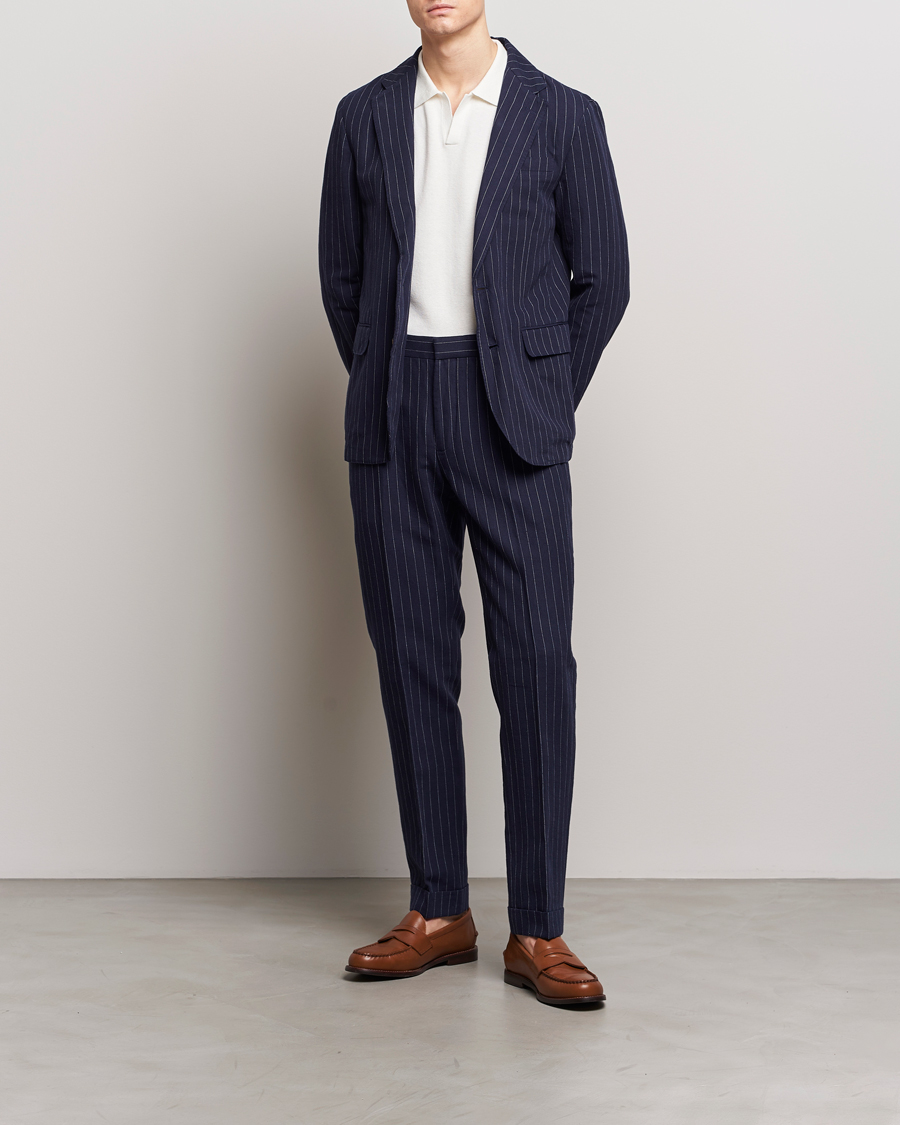 Heren | Broeken | Polo Ralph Lauren | Linen Pinstripe Trousers Navy/Cream