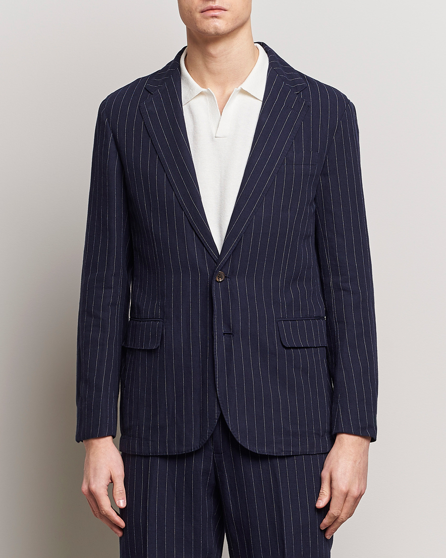Men | Business Casual | Polo Ralph Lauren | Linen Pinstripe Sportcoat Navy/Cream