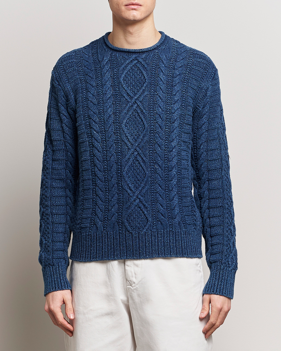 Heren | Only Polo | Polo Ralph Lauren | Cotton Fisherman Sweater Indigo