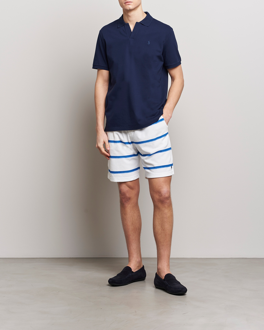 Heren | Korte broek | Polo Ralph Lauren | Cotton Terry Striped Drawstring Shorts Blue/White