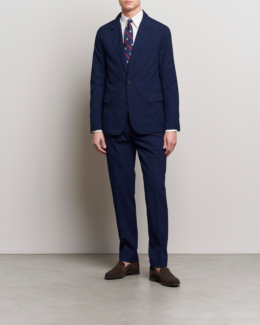 Heren | Broeken | Polo Ralph Lauren | Pleated Seersucker Trousers Indigo