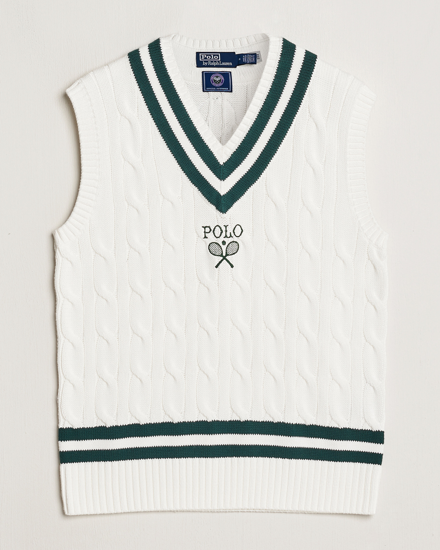 Heren | Truien | Polo Ralph Lauren | Wimbledon Cricket Vest White/Moss Agate