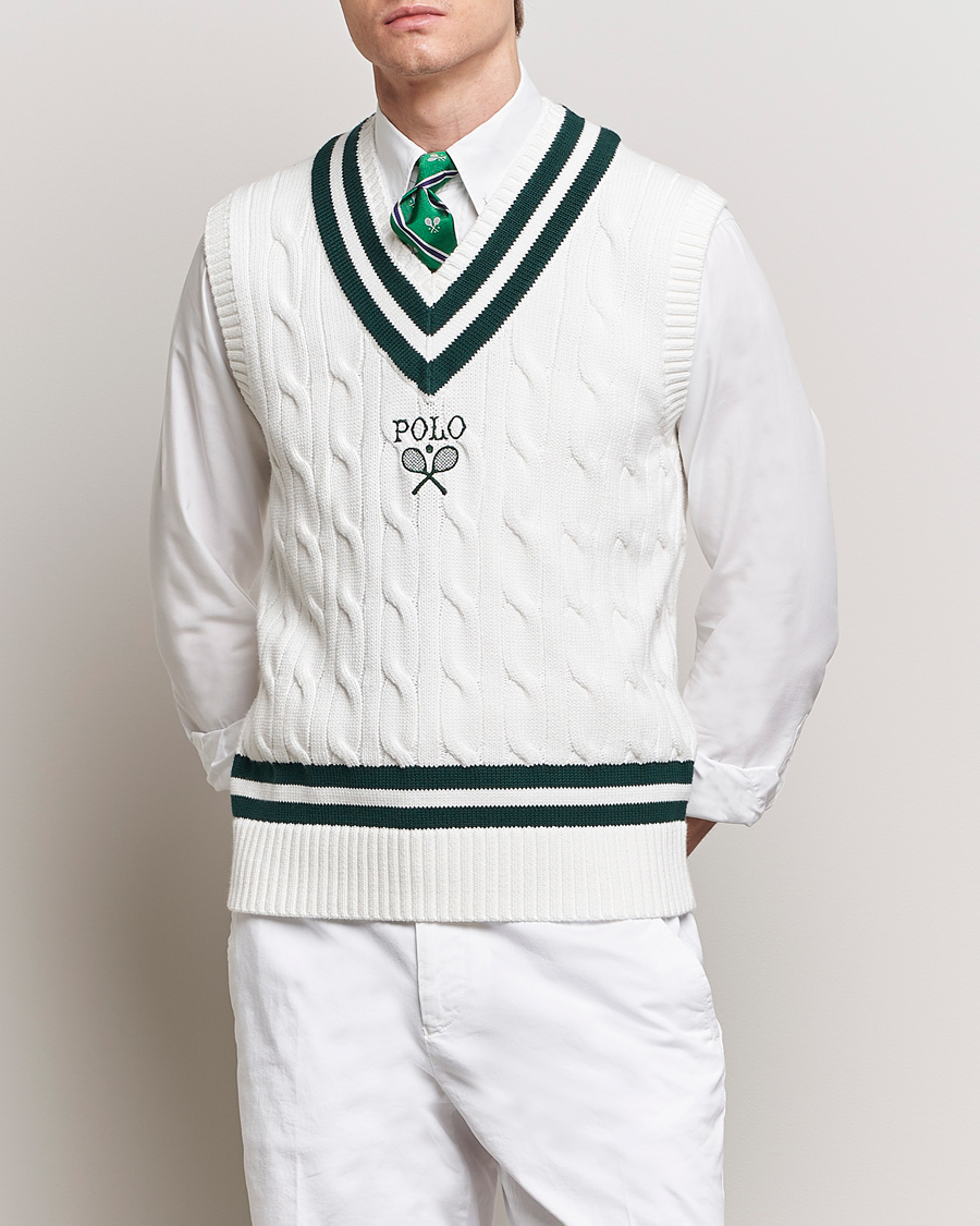 Heren | Truien | Polo Ralph Lauren | Wimbledon Cricket Vest White/Moss Agate
