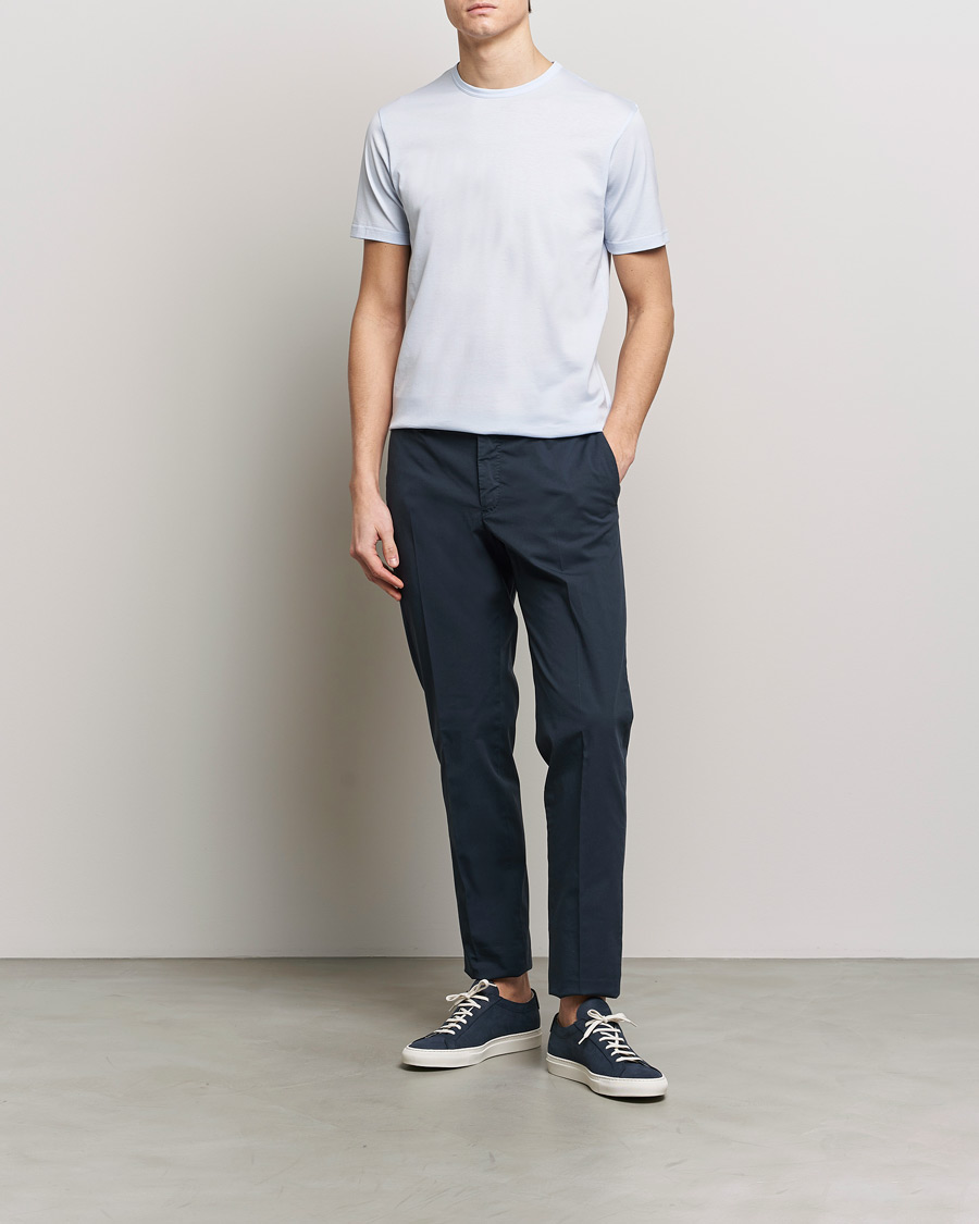 Heren | T-shirts | Sunspel | Crew Neck Cotton Tee Light Blue