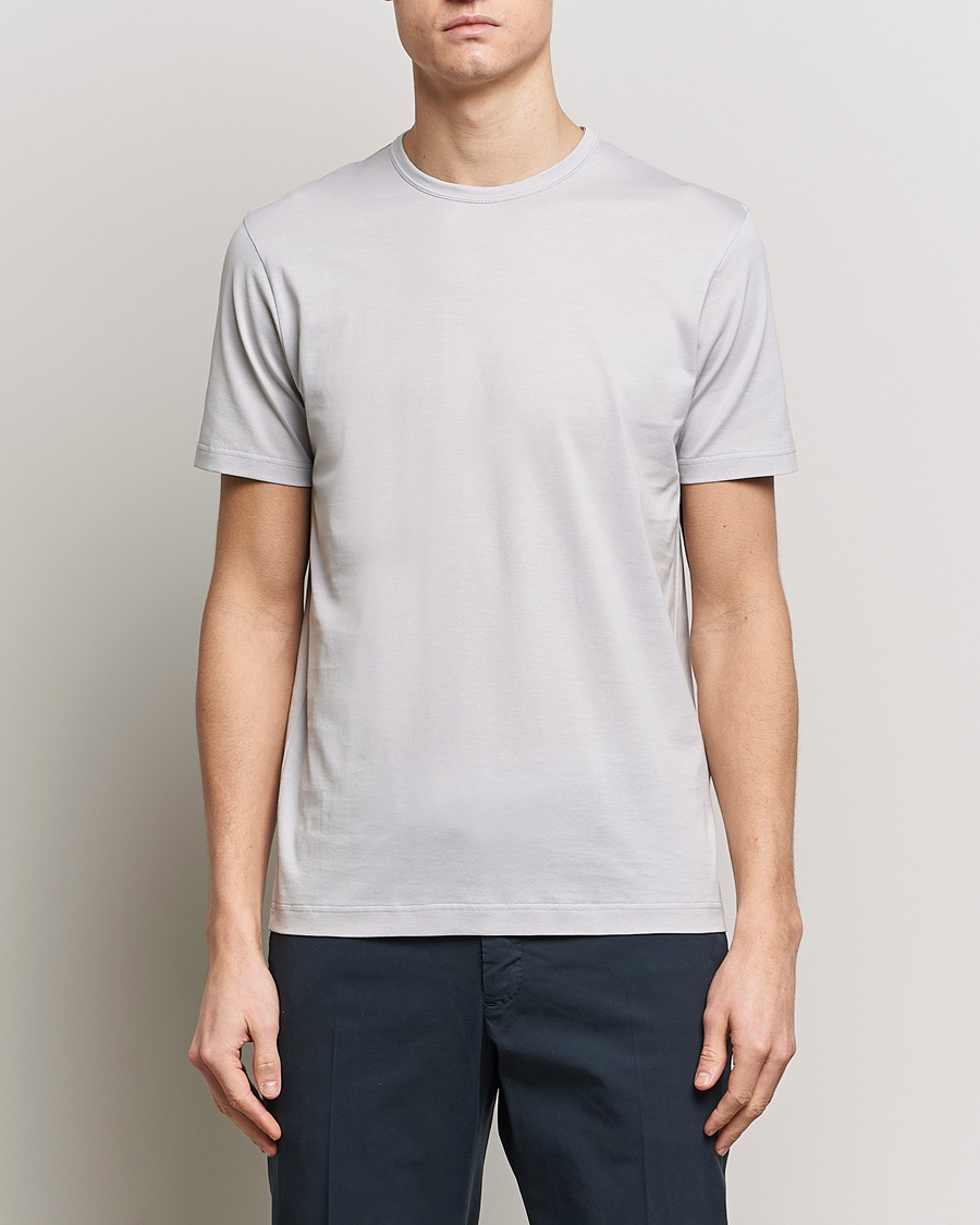 Heren | T-shirts met korte mouwen | Sunspel | Crew Neck Cotton Tee Smoke