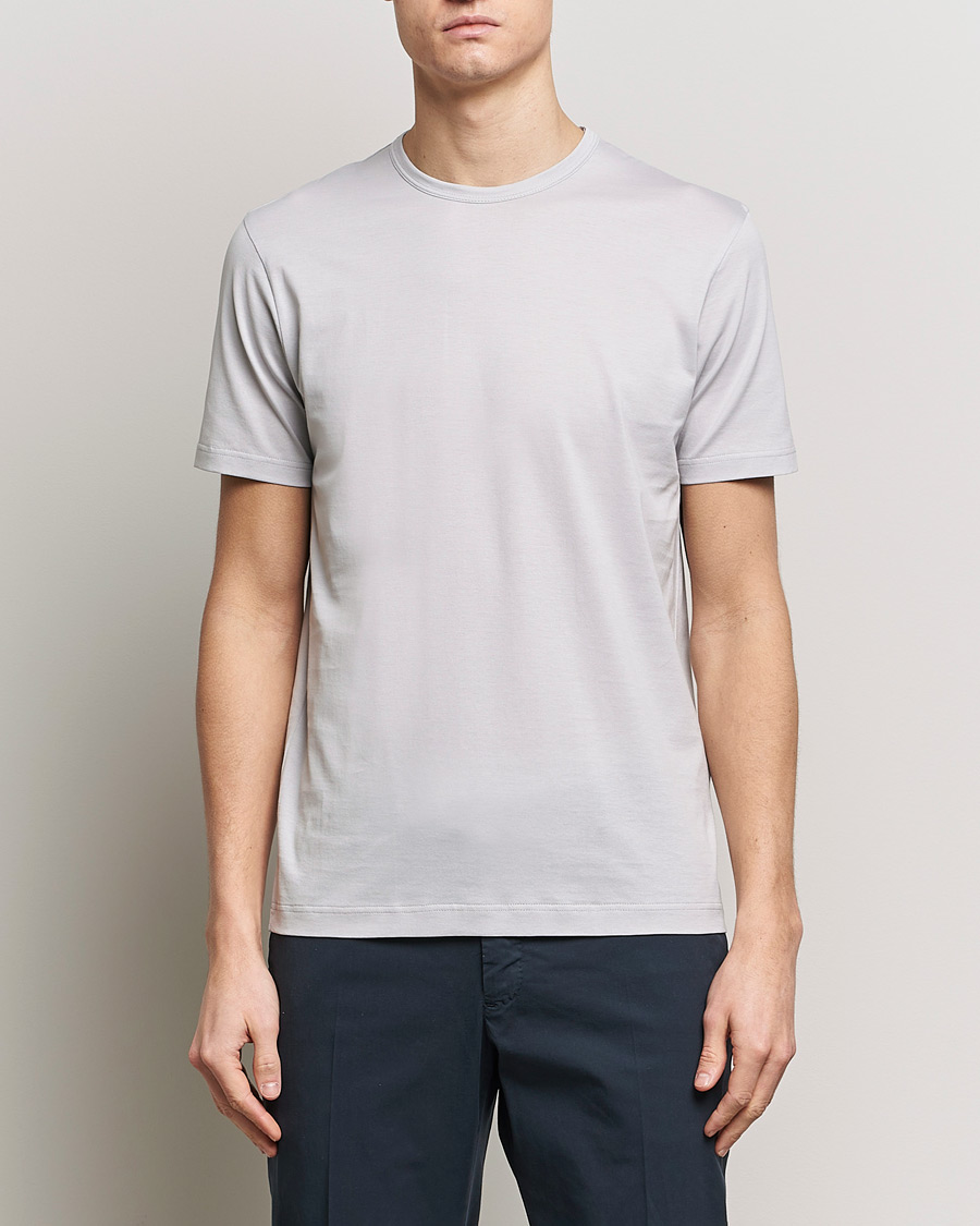 Heren | Sunspel | Sunspel | Crew Neck Cotton Tee Smoke