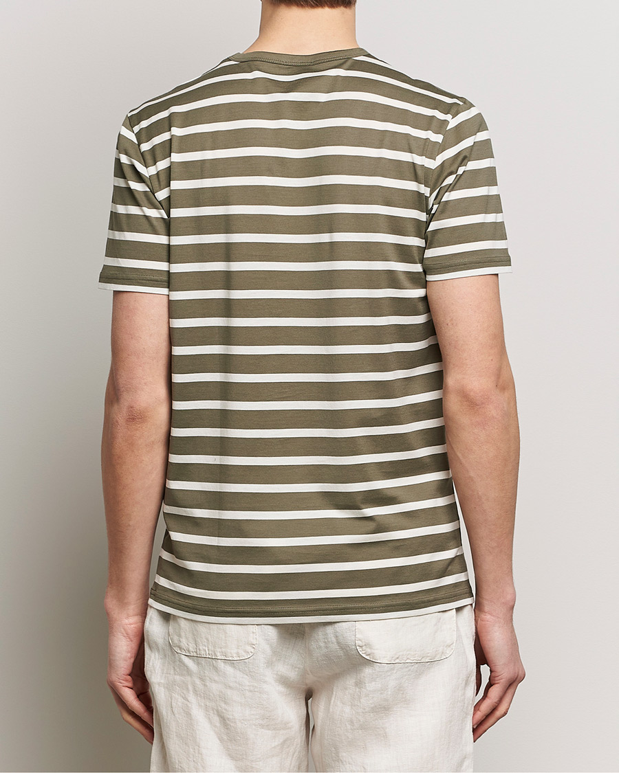 Heren | T-shirts | Sunspel | Striped Crew Neck Cotton Tee Khaki