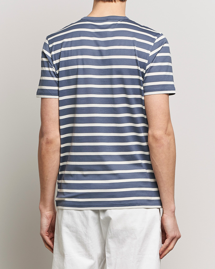 Heren | T-shirts | Sunspel | Striped Crew Neck Cotton Tee Slate Blue