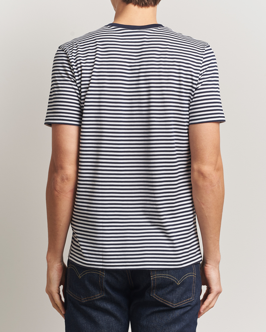 Heren | T-shirts | Sunspel | Striped Crew Neck Q82 Cotton T-Shirt White/Navy