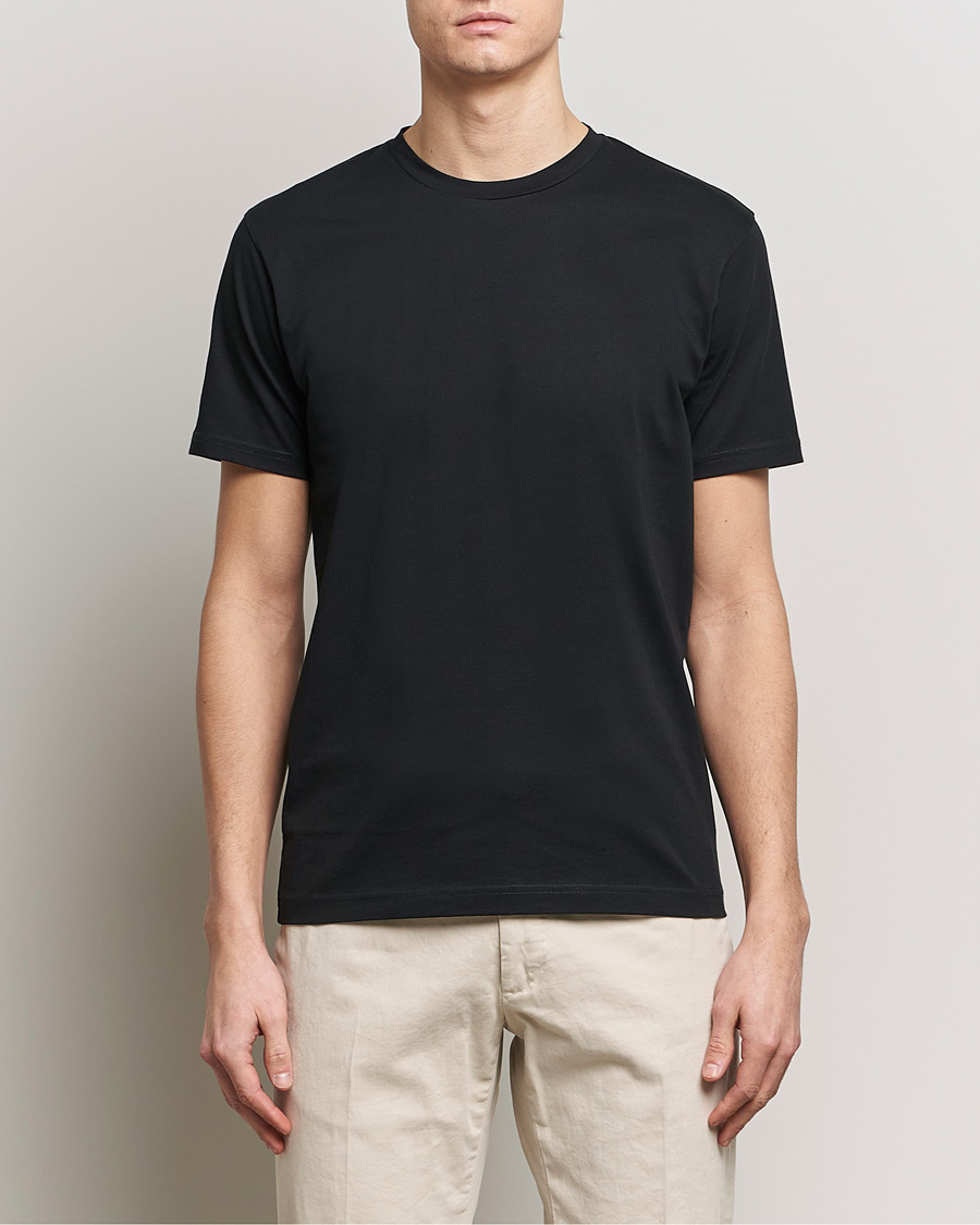 Heren | Zwarte T-shirts | Sunspel | Riviera Midweight Tee Black
