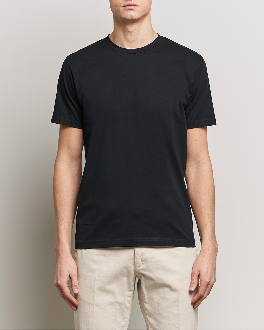 Heren | T-shirts | Sunspel | Riviera Midweight Tee Black