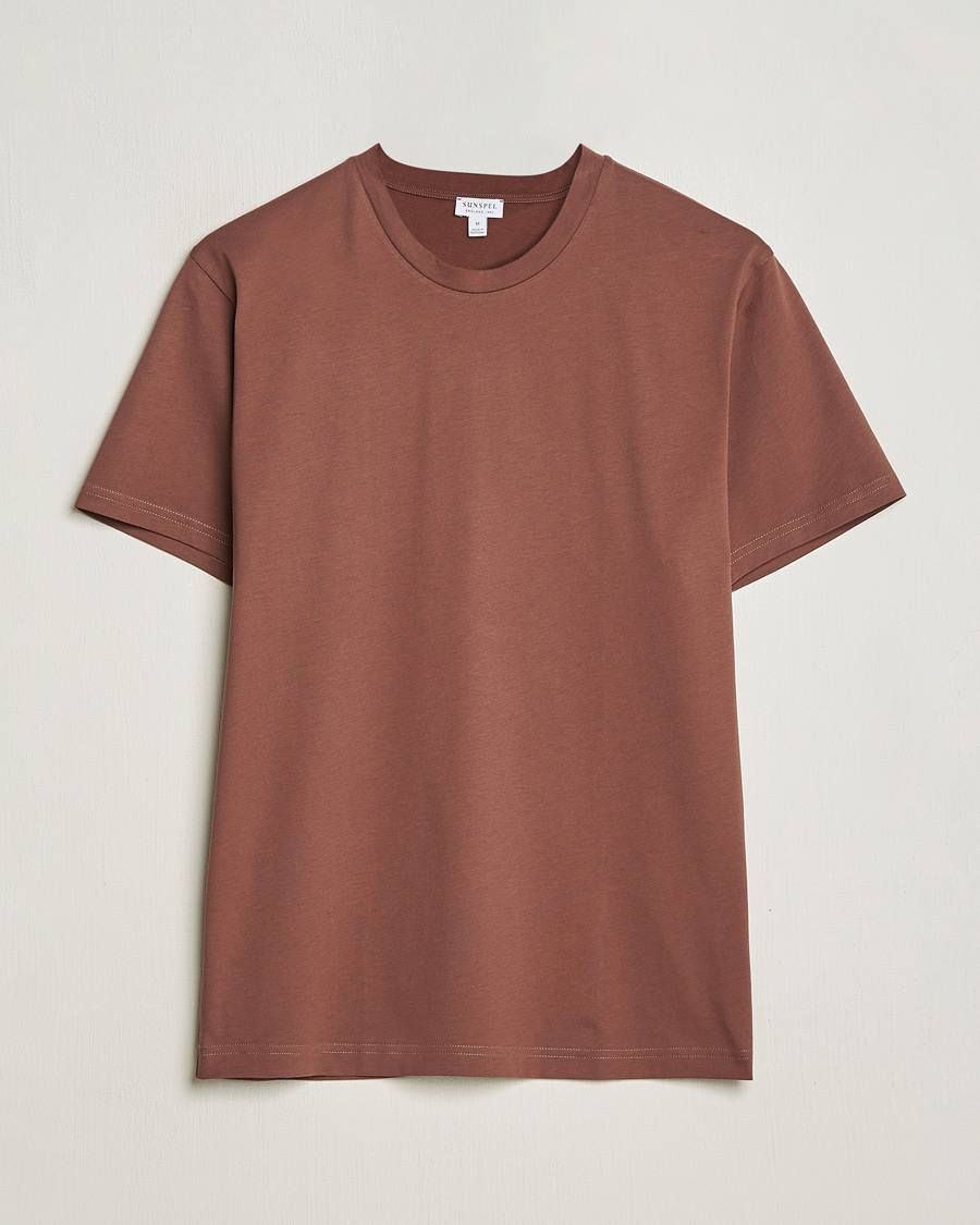 Heren | T-shirts | Sunspel | Riviera Midweight Tee Brown